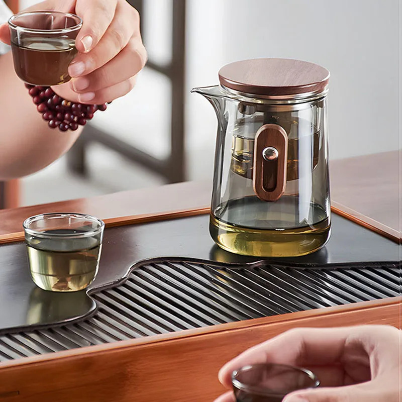Magnetic Tea Separation Teapot – One-Click Glass Travel Teapot with Inner Filter & Water Separation Design