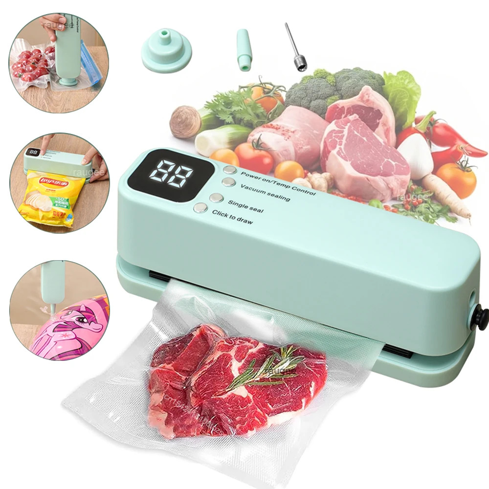 3-in-1 Mini Vacuum Sealer – Portable Food Sealing Machine with 15 Bags, Wet & Dry Modes, Digital Timer for Home & Travel