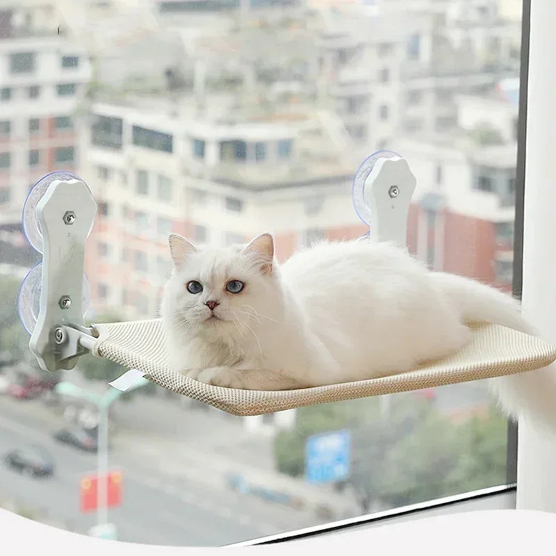 Suction Cup Cat Hammock – Foldable Window-Mounted Cat Bed & Suspended Nest for Balcony or Glass Surfaces
