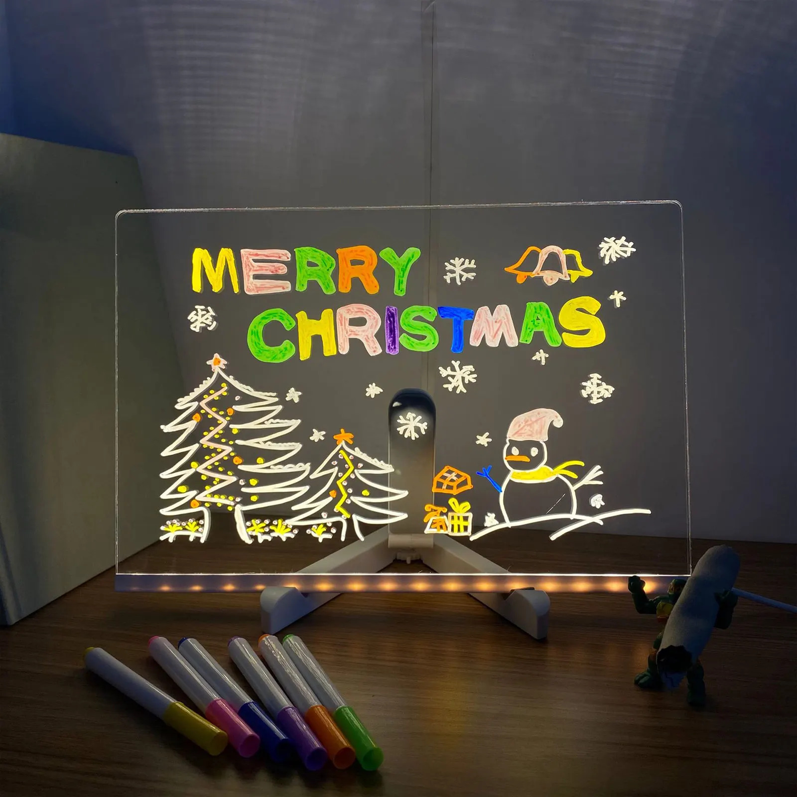 LED Acrylic Message Board – Erasable Glowing Memo Night Light with USB Power