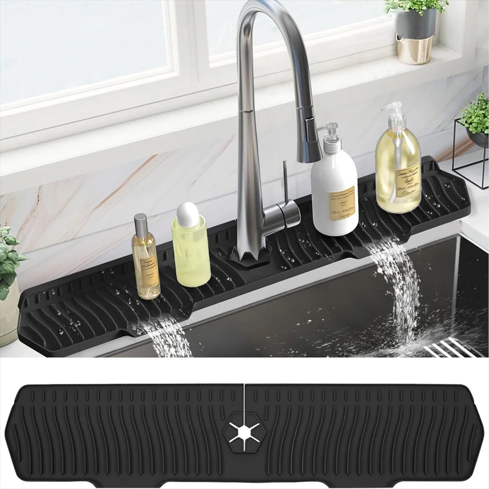 Foldable Self-Draining Faucet Splash Guard Mat