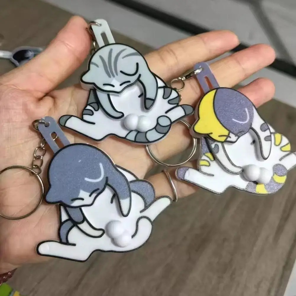 Funny Wiggling Cat Keychain