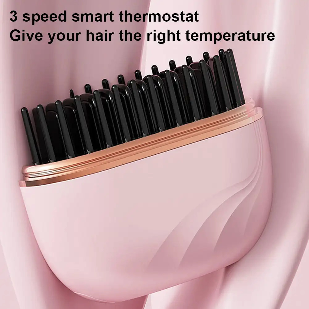 Mini Wireless Hair Straightener Brush – Portable Dual-Use Styling Tool for Travel