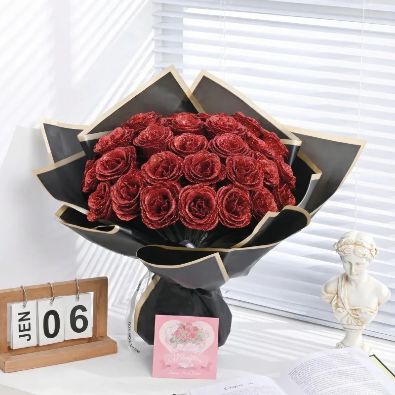 DIY Glitter Rose Bouquet