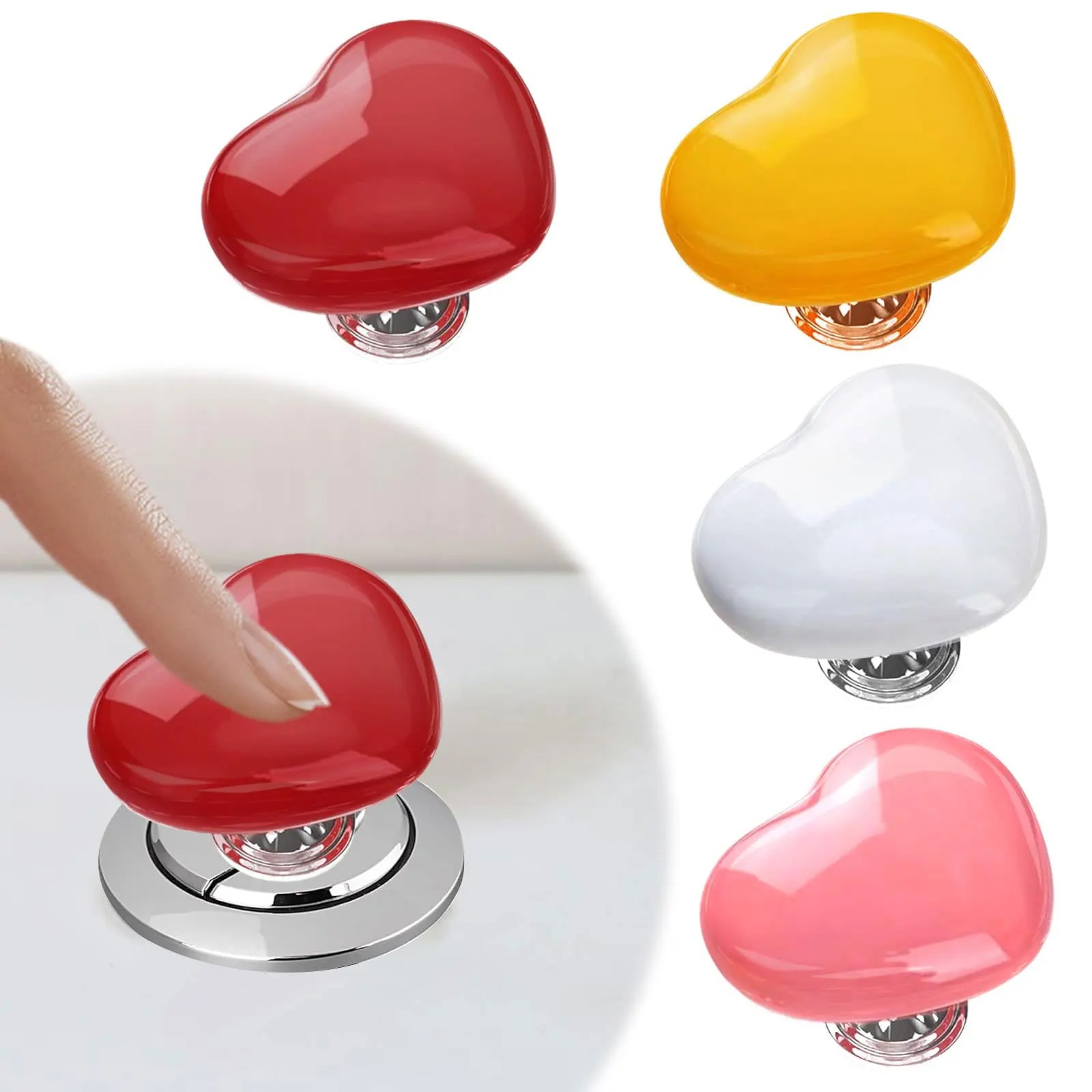 Heart-Shaped Toilet Flush Button Cover